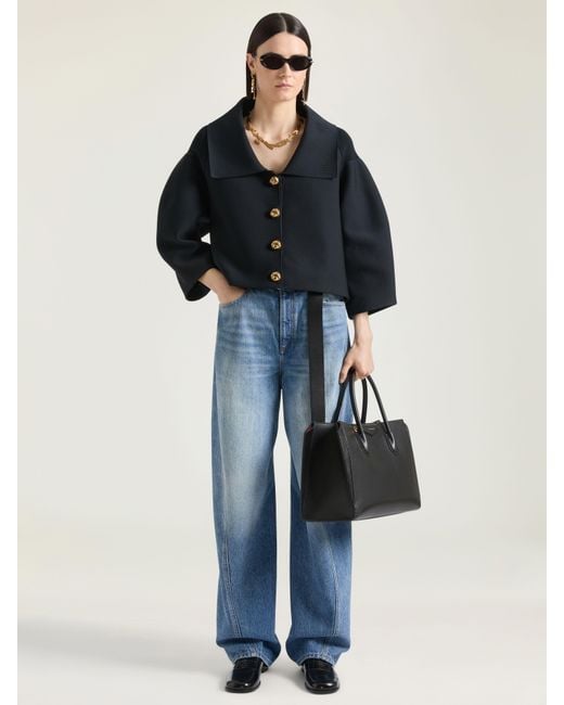 Givenchy Blue Cropped Cocoon Jacket