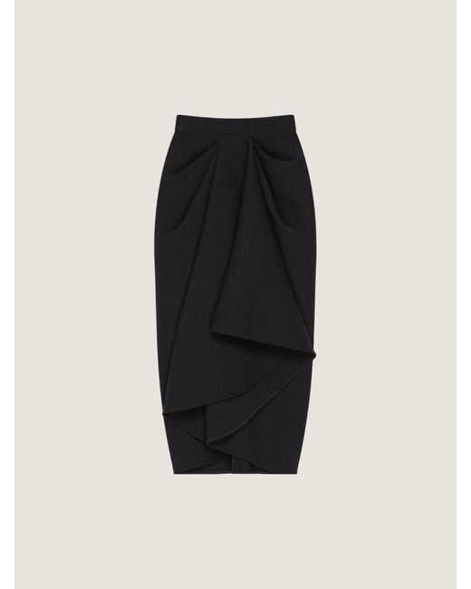 Givenchy Black Draped Midi Skirt