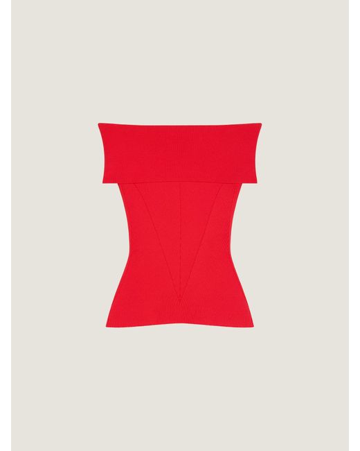 Givenchy Red Slim Fit Off-The-Shoulder Top