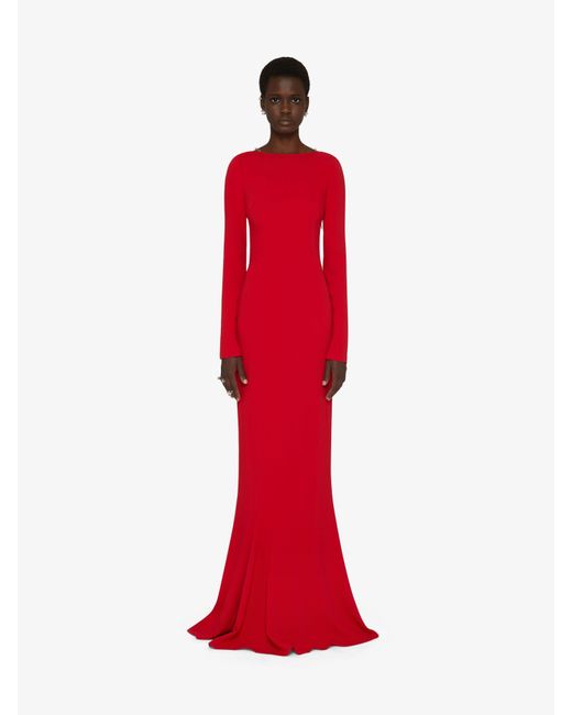 Givenchy Red Backless Dress With G Link Chain Straps