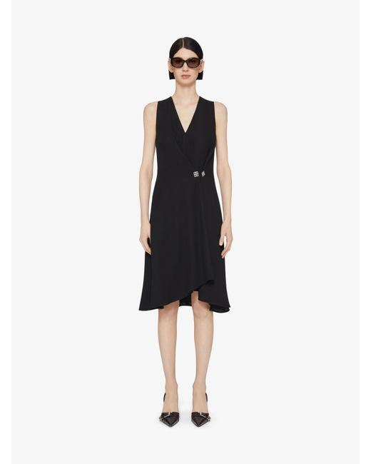 Givenchy Black Dress With 4G Detail And Pleated Effect