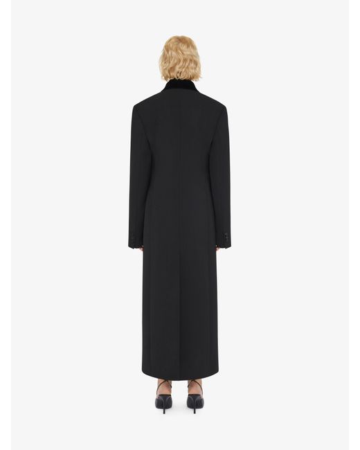 Manteau à double boutonnage en laine tricotine avec détails en velours Givenchy en coloris Black