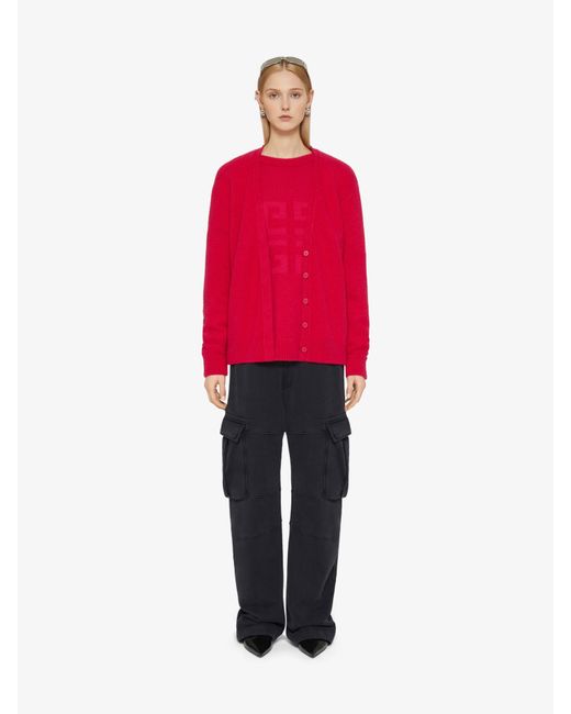Cardigan 4G en cachemire et soie Givenchy en coloris Red