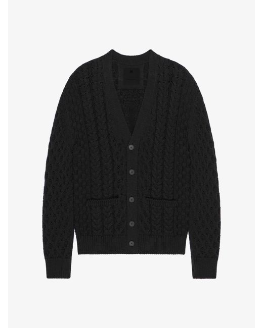 Cardigan 4G in maglia intrecciata di Givenchy in Black da Uomo