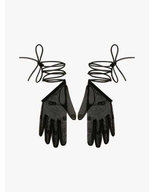 Mini gants asymétriques en tulle 4G Givenchy en coloris White