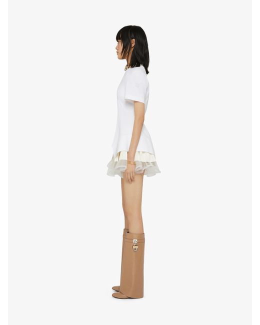 Stivali Shark Lock in pelle pieno fiore di Givenchy in White