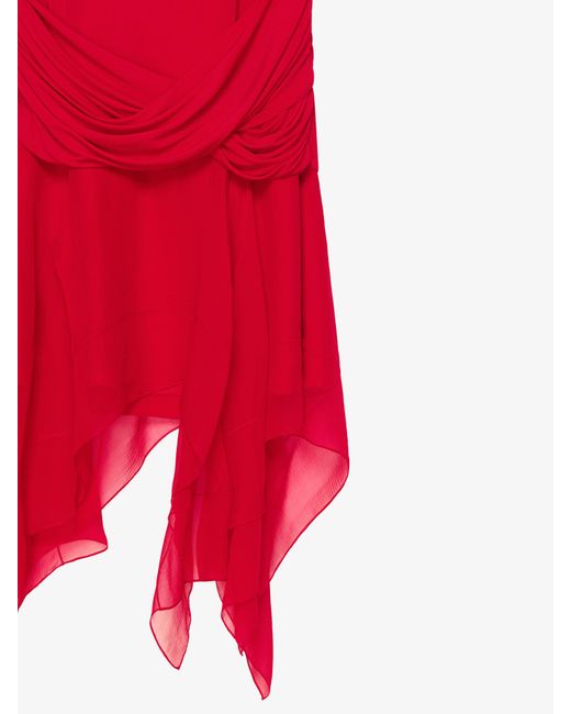 Abito drappeggiato in satin, jersey e mussola di Givenchy in Red