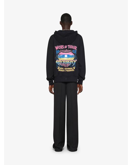Givenchy Black World Tour Boxy Fit Hoodie for men
