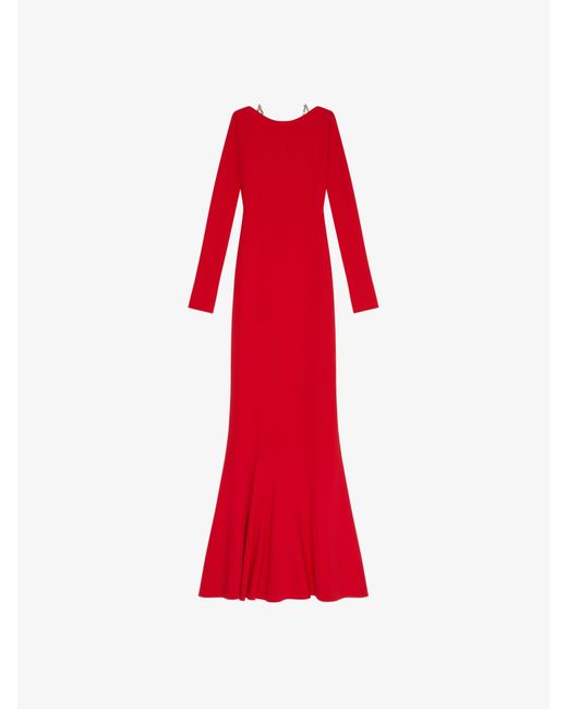Givenchy Red Backless Dress With G Link Chain Straps