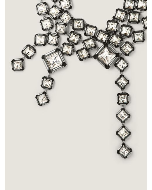 Givenchy White Deconstructed Crystals Multi-Row Necklace