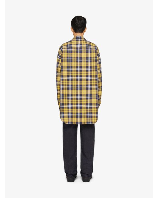 Camicia asimmetrica oversize in cotone a quadri di Givenchy in Yellow da Uomo