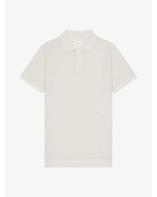 Givenchy White Polo In Cotton And Silk With 4g Detail for men