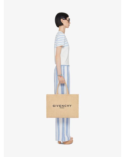 T-shirt a righe slim in cotone con dettaglio 4G di Givenchy in Blue