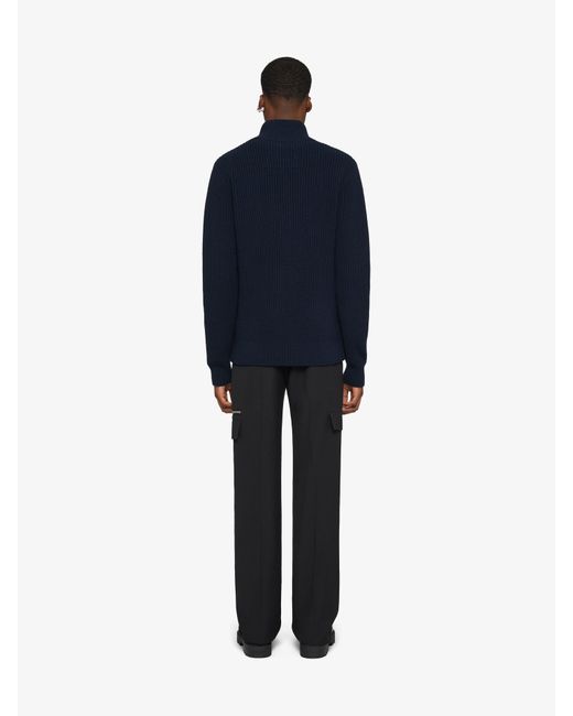 Cardigan zippé en laine et cachemire Givenchy pour homme en coloris Blue