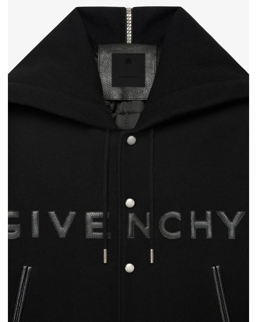 Givenchy Black Hooded Varsity Jacket for men