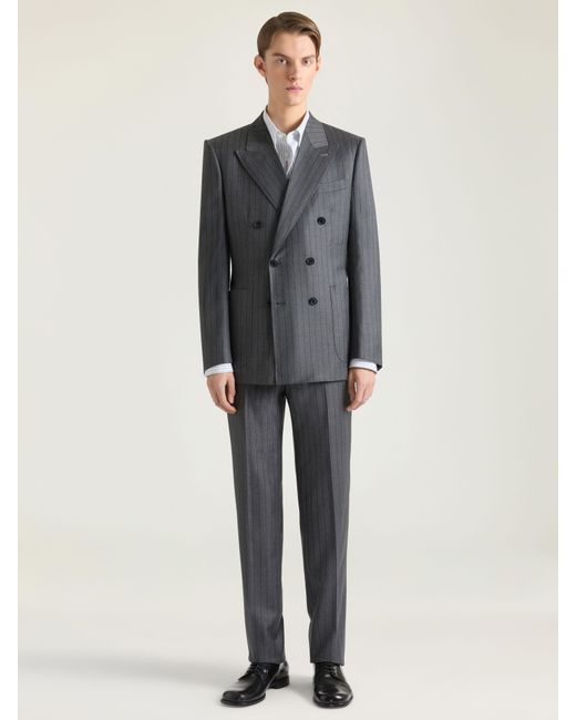 Givenchy Blue Double-Breasted Fitted Striped Jacket for men