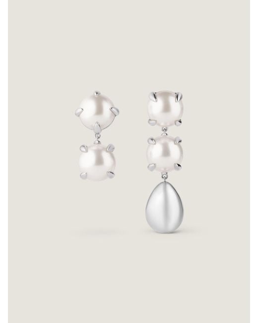 Givenchy Natural Spiky Pearl Asymmetric Earrings