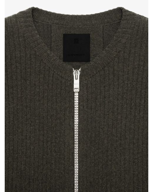 Cardigan oversize in lana con zip sul davanti di Givenchy in Black da Uomo