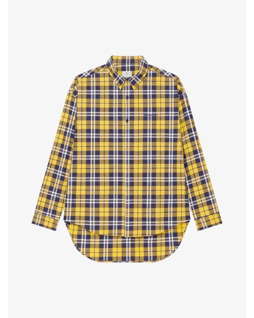 Camicia asimmetrica oversize in cotone a quadri di Givenchy in Yellow da Uomo