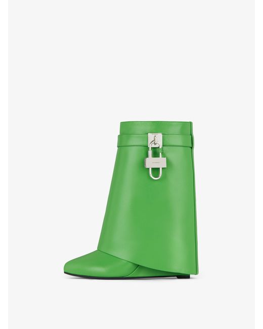Givenchy Green Shark Lock Ankle Boots In Leather