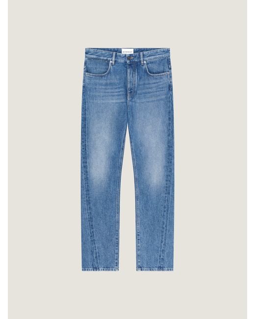 Givenchy Blue Couture Seam Straight Fit Shadow Washed Jeans for men