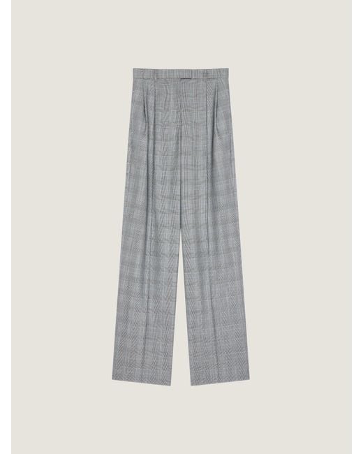 Givenchy Gray Double Pleat Checked Pants
