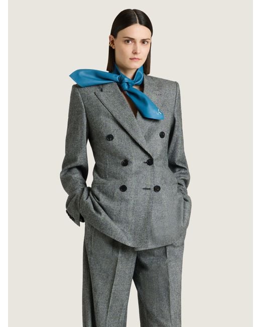 Givenchy Gray Double-Breasted Checked Jacket