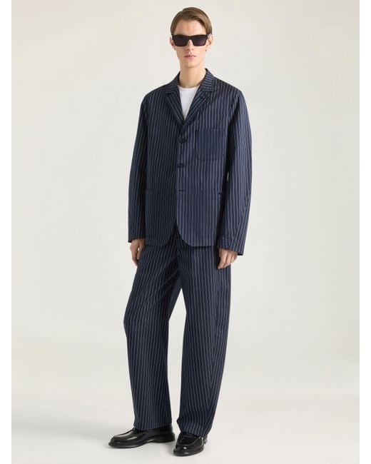 Givenchy Blue Single-Breasted Deconstructed Striped Jacket for men
