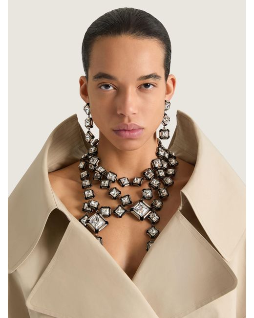 Givenchy White Deconstructed Crystals Multi-Row Necklace