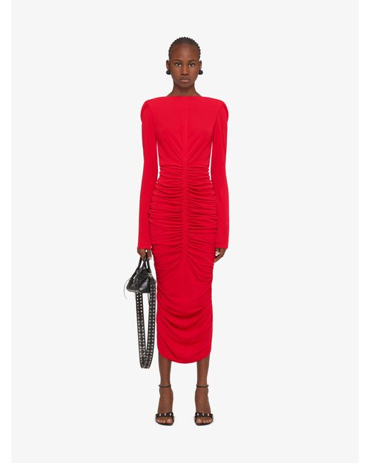 Givenchy Red Ruched Dress