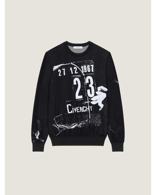 Givenchy Blue Knitted Sweater With Clapperboard Jacquard for men