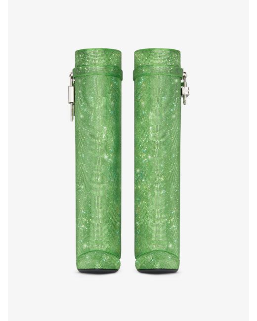 Bottes Shark Lock en satin avec strass Givenchy en coloris Green