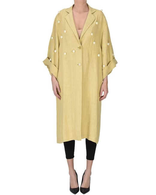 Forte Forte Yellow Maxi Pearls Coat