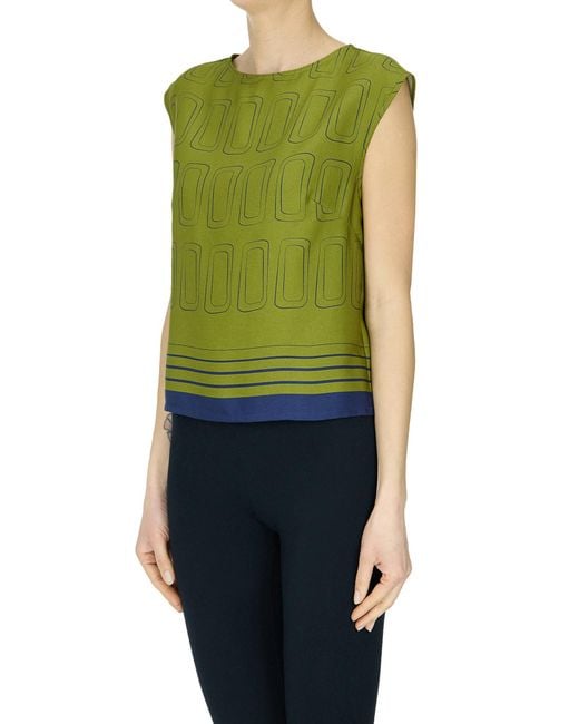 Slowear Green Printed Boxy Top