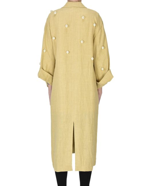 Forte Forte Yellow Maxi Pearls Coat
