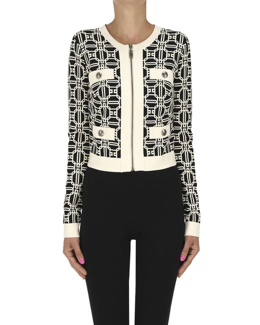 Elisabetta Franchi Women's Black Jaquard Cardigan Jacket
