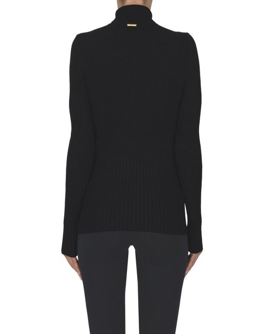 Twinset Black Stand-up Collar Pullover