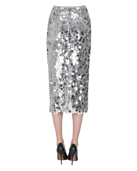 Semicouture Metallic Sequined Pencil Skirt