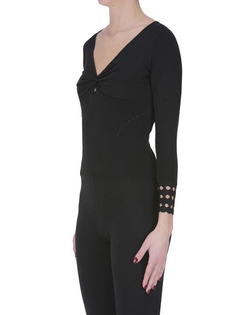 Nenette Black Cut-out Cuffs Pullover