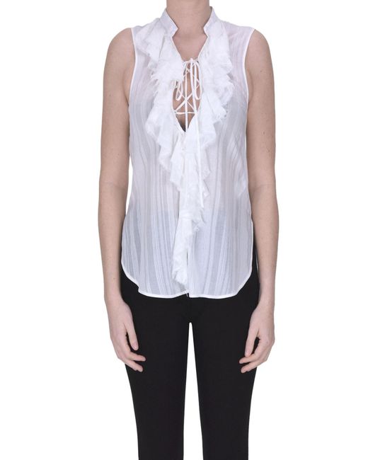 Dondup White Ruched Blouse