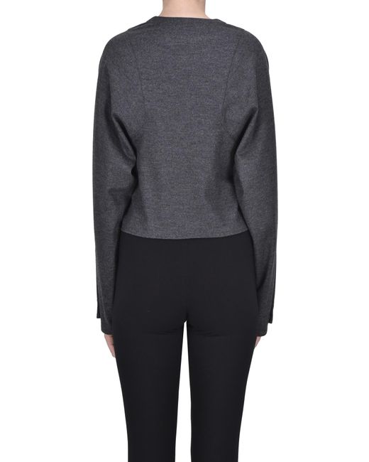 Tibi Black Flared Cloth Top