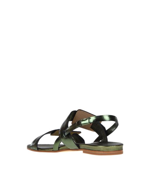 Roberto Del Carlo Green Metallic Effect Leather Sandals