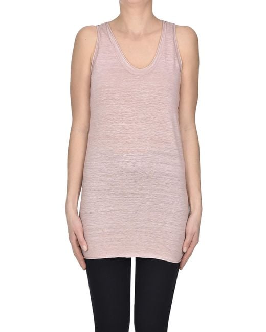 Tank top in lino di Labo.art in Pink