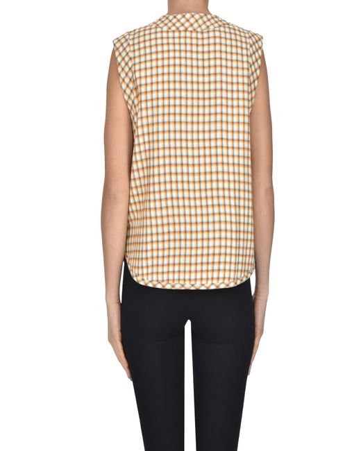 Moismont Blue Checked Print Quilted Gilet