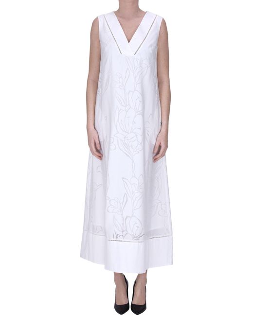 Clips White Flower Print Dress
