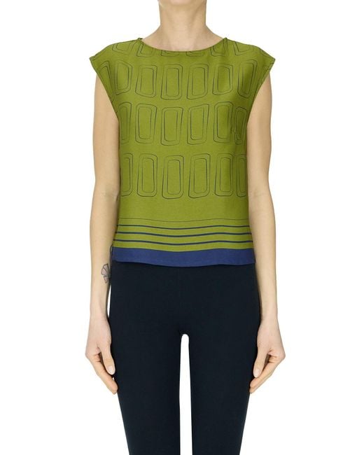 Slowear Green Printed Boxy Top