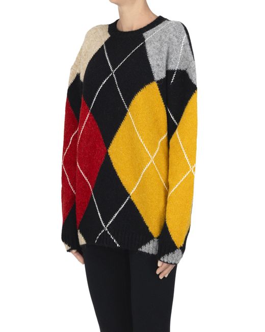 Semicouture Orange Argyle Pullover