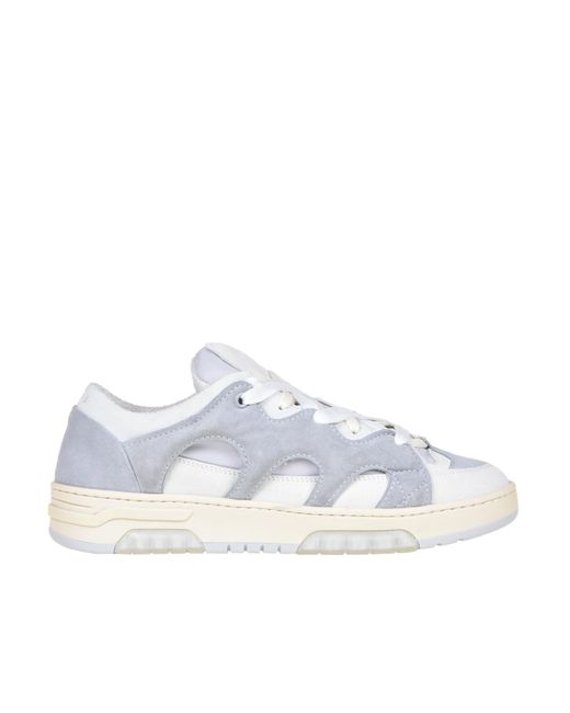 Santha White Suede Sneakers With Nylon Inserts