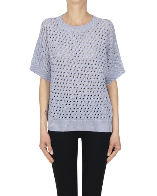 Peserico White Textured Sequined Knit Pullover