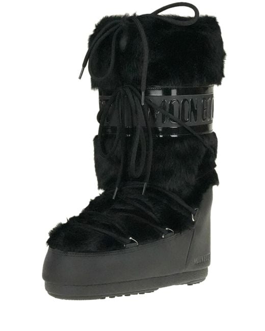 Stivali da neve Icon Faux fur alti di Moon Boot in Black